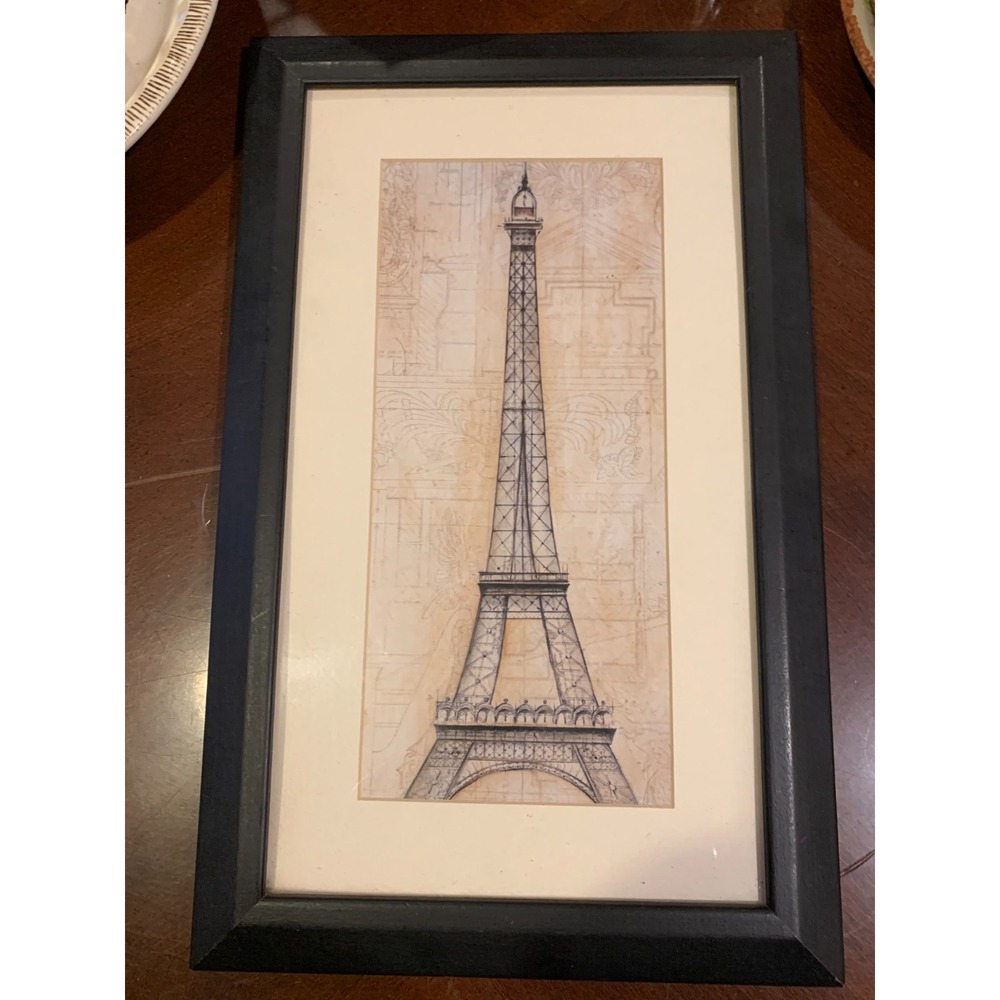 Eiffel Tower European landmarks‎ by John Douglas Black Wood Frame 10" x 16.5" US